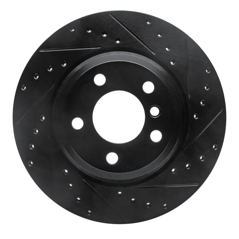 R1 12-20 Bmw 335I Gt Xdrive Rear Right Drilled & Slotted Black Brake Rotor 1