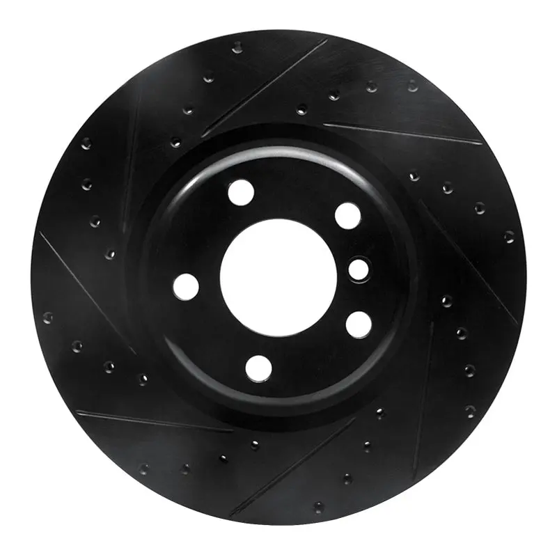 R1 12-20 Bmw M240i Coupe & Convertible Rear Left Drilled & Slotted Black Brake Rotor 1