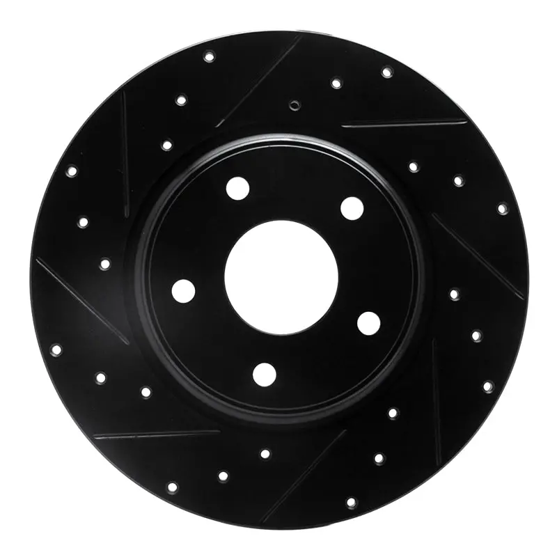 R1 12-20 Chrysler Town & Country Rear Left Drilled & Slotted Black Brake Rotor 1