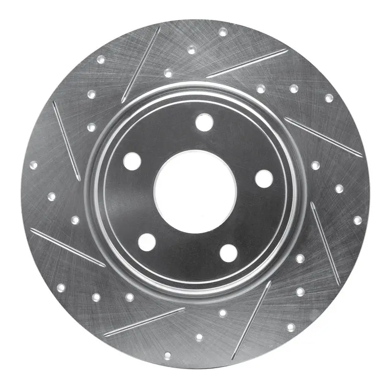 R1 12-20 Chrysler Town & Country Rear Left Drilled & Slotted Silver Brake Rotor 1
