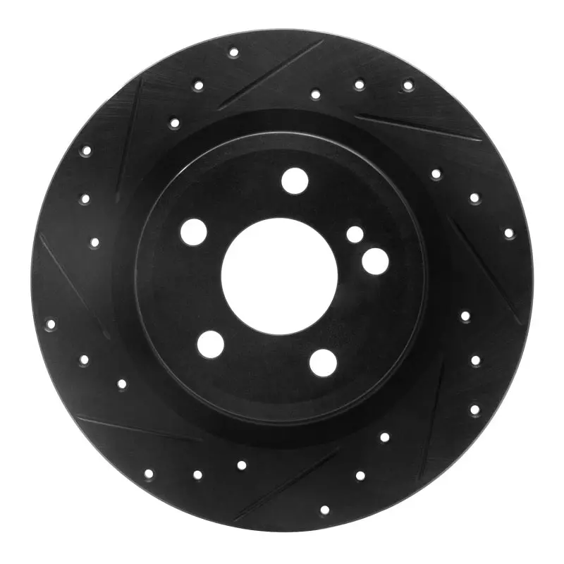 R1 12-20 Mercedes-Benz Slc300 Rear Left Drilled & Slotted Black Brake Rotor 1