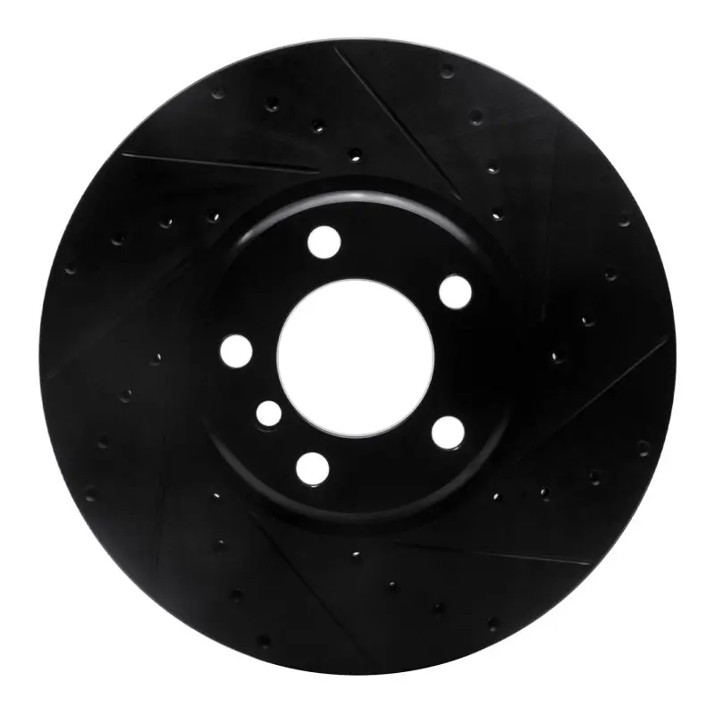 R1 12-21 Bmw 440I Gran Coupe Front Right Drilled & Slotted Black Brake Rotor 1