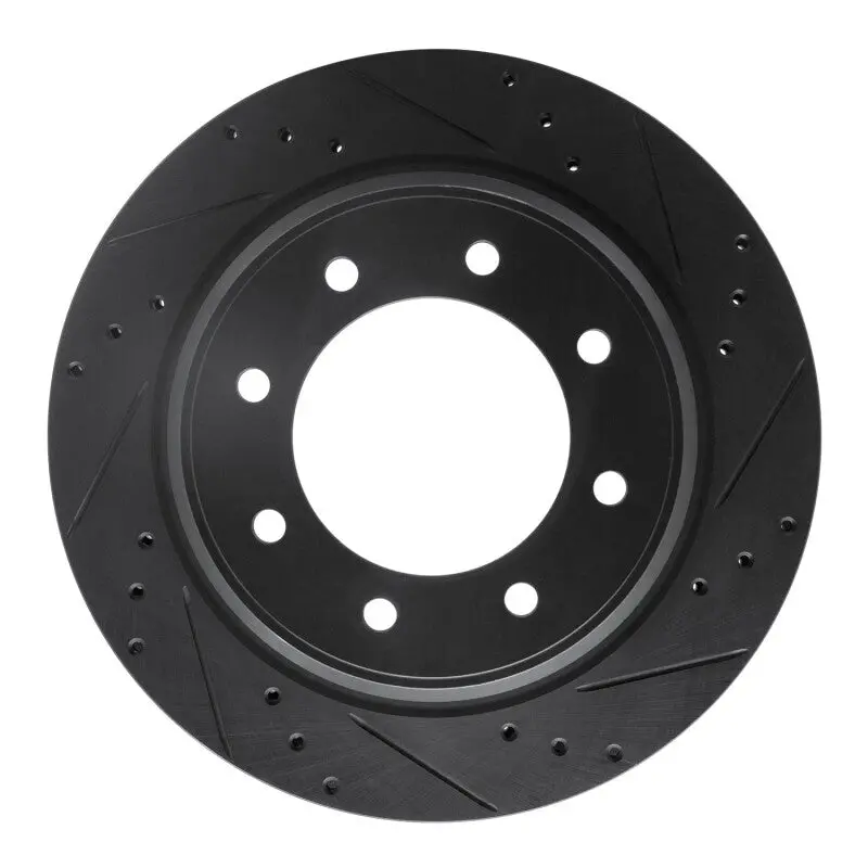 R1 12-21 Nissan Nv1500 Rear Right Drilled & Slotted Black Brake Rotor 1