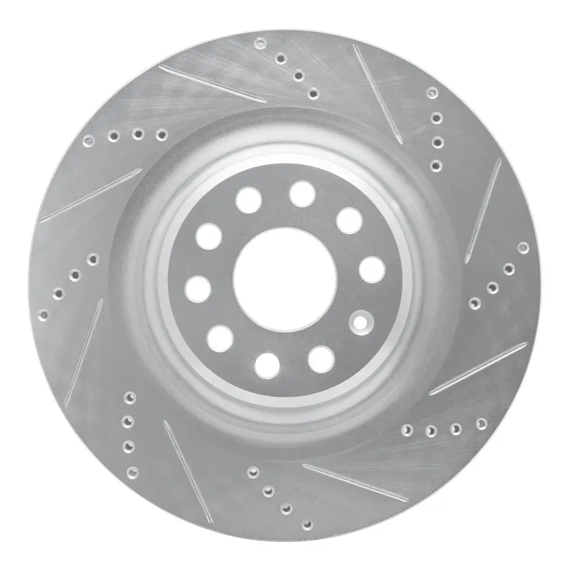 R1 12-21 Tesla Model S Rear Right Drilled & Slotted Silver Brake Rotor 1