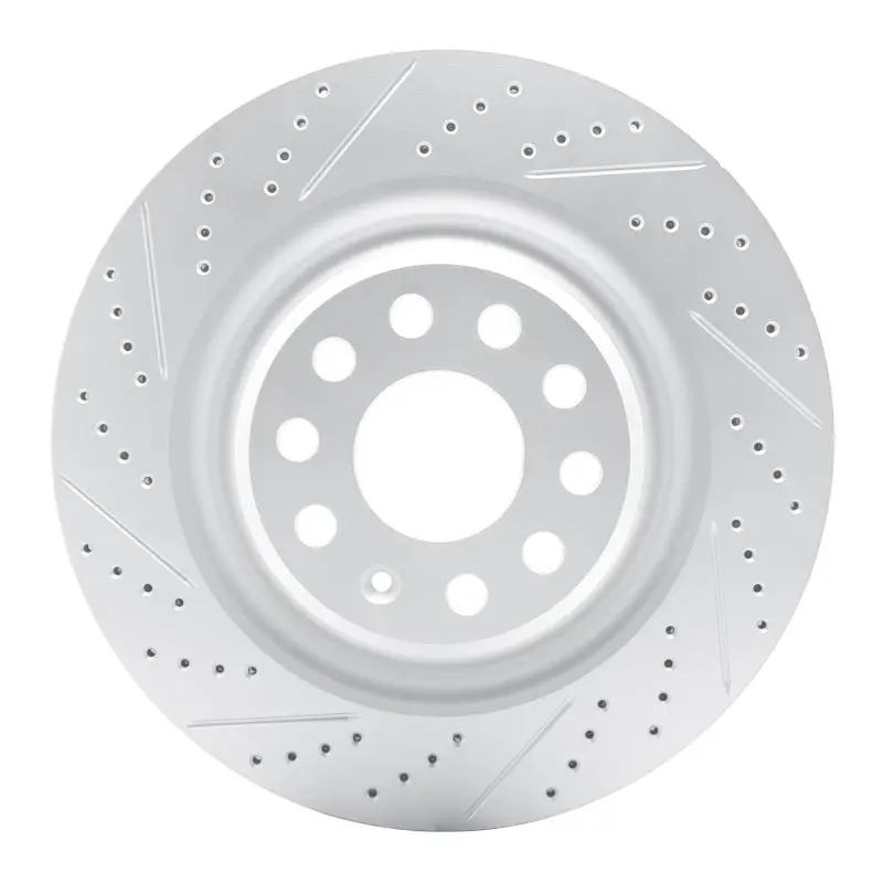 R1 12-21 Tesla Model X Rear Left Drilled & Slotted Geo-Carbon Rotor 1