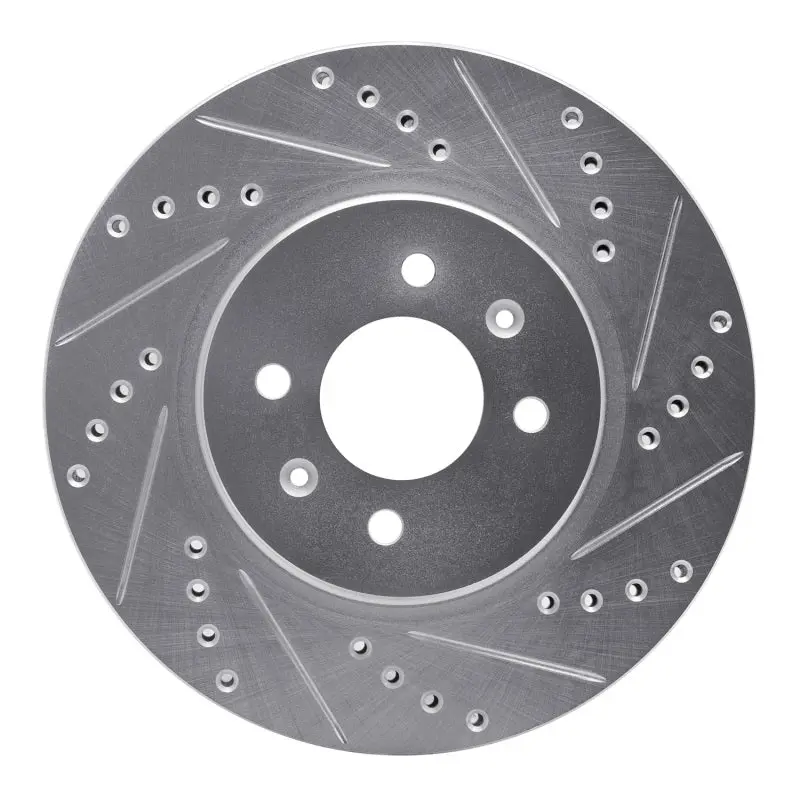 R1 12-23 Hyundai Accent Front Right Drilled & Slotted Silver Brake Rotor 1