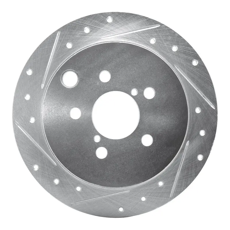 R1 12-23 Subaru Crosstrek Rear Left Drilled & Slotted Silver Brake Rotor 1