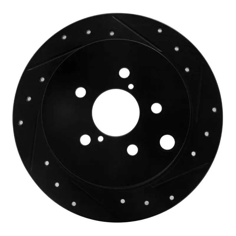 R1 12-23 Subaru Xv Crosstrek Rear Right Drilled & Slotted Black Brake Rotor 1