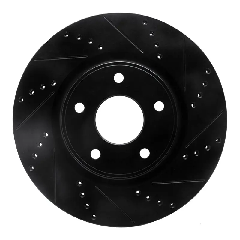 R1 12-25 Chrysler Voyager Front Right Drilled & Slotted Black Brake Rotor 1