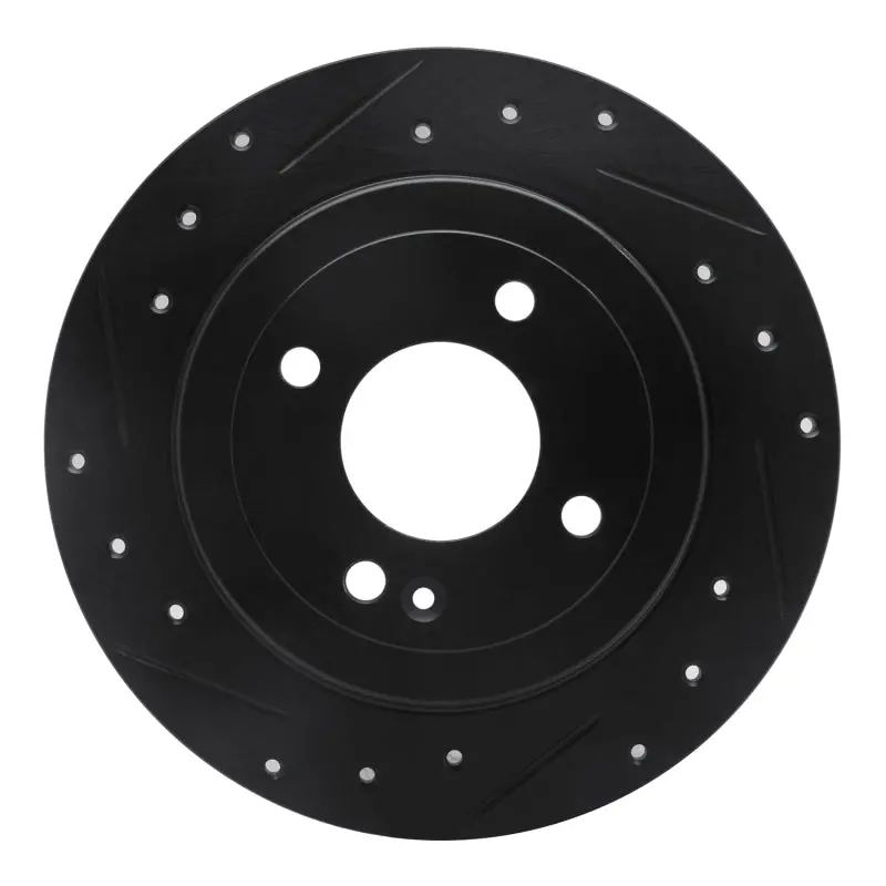 R1 12-25 Dodge Attitude (Mexico) Rear Left Drilled & Slotted Black Brake Rotor 1