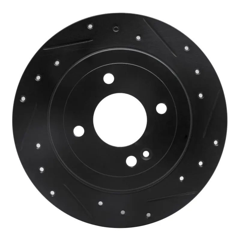 R1 12-25 Dodge Attitude (Mexico) Rear Right Drilled & Slotted Black Brake Rotor 1