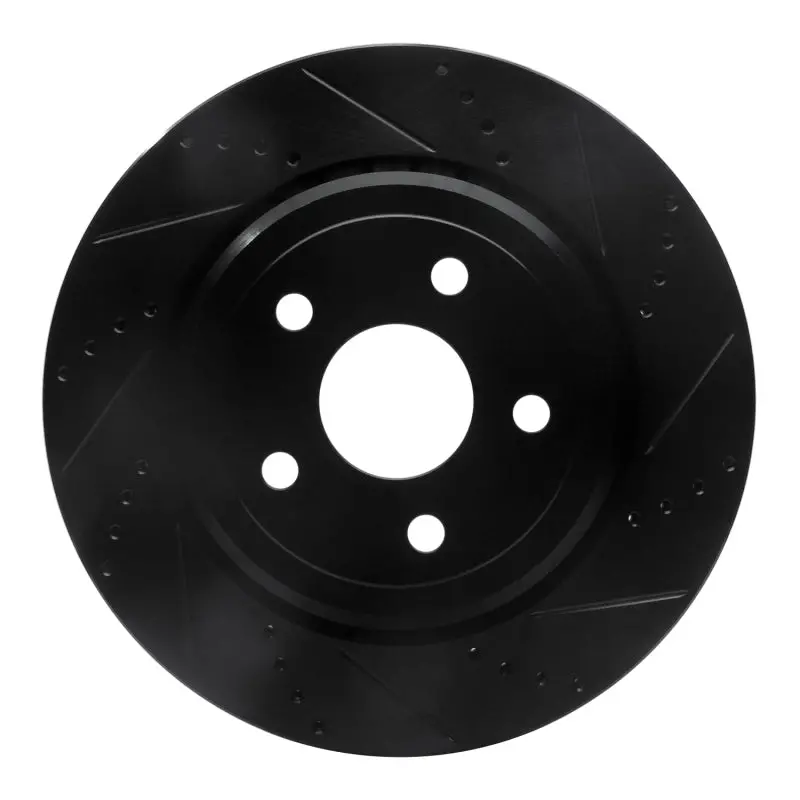 R1 12-25 Dodge Durango Rear Right Drilled & Slotted Black Brake Rotor 1