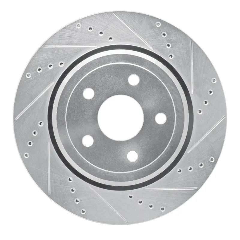 R1 12-25 Dodge Durango Rear Right Drilled & Slotted Silver Brake Rotor 1