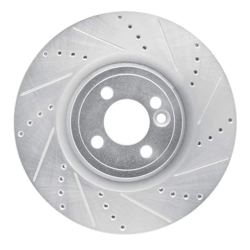 R1 13-13 Mini Cooper (Excl Clubman) Front Right Drilled & Slotted Silver Brake Rotor 1