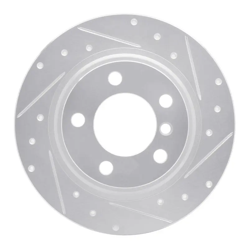 R1 13-16 Mini Cooper Countryman Rear Right Drilled & Slotted Silver Brake Rotor 1