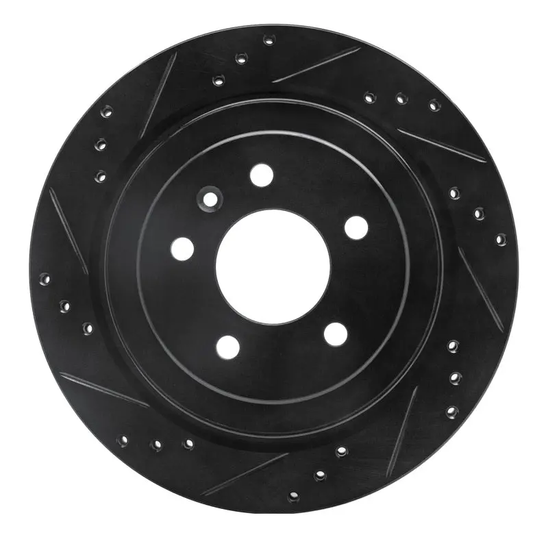 R1 13-19 Cadillac Ats Rear Left Drilled & Slotted Black Brake Rotor 1