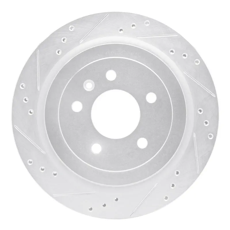 R1 13-19 Cadillac Ats Rear Left Drilled & Slotted Silver Brake Rotor 1