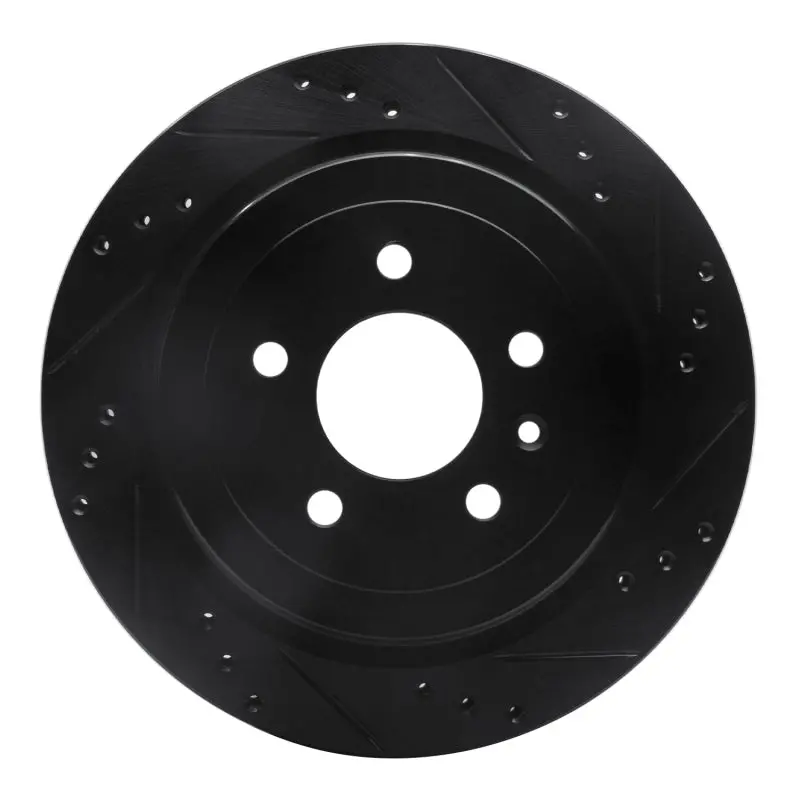 R1 13-19 Cadillac Ats Rear Right Drilled & Slotted Black Brake Rotor 1