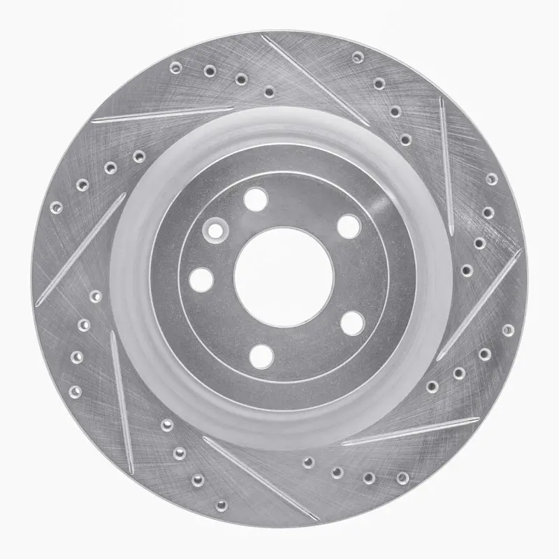 R1 13-19 Ford Explorer Front Right Drilled & Slotted Silver Brake Rotor 1