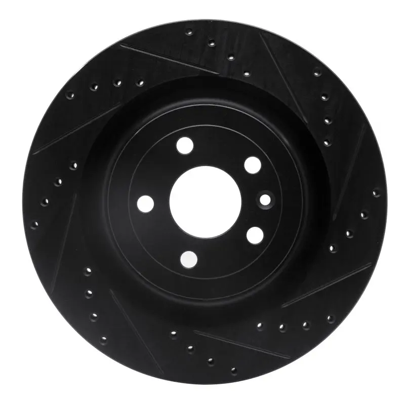 R1 13-19 Ford Flex Front Right Drilled & Slotted Black Brake Rotor 1