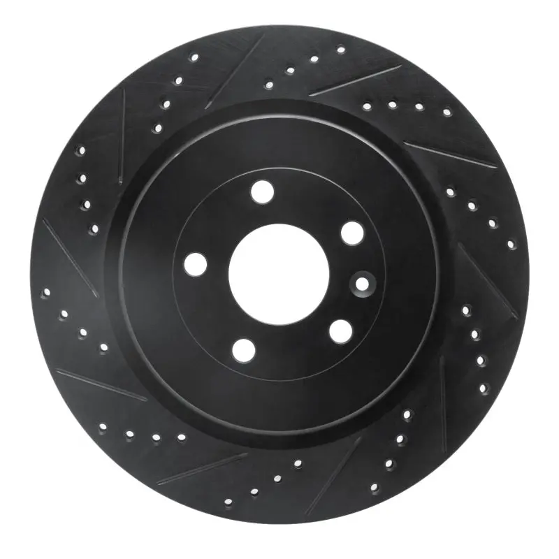 R1 13-19 Ford Police Interceptor Sedan Rear Left Drilled & Slotted Black Brake Rotor 1