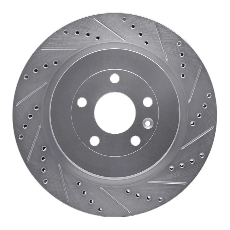 R1 13-19 Ford Police Interceptor Sedan Rear Right Drilled & Slotted Silver Brake Rotor 1