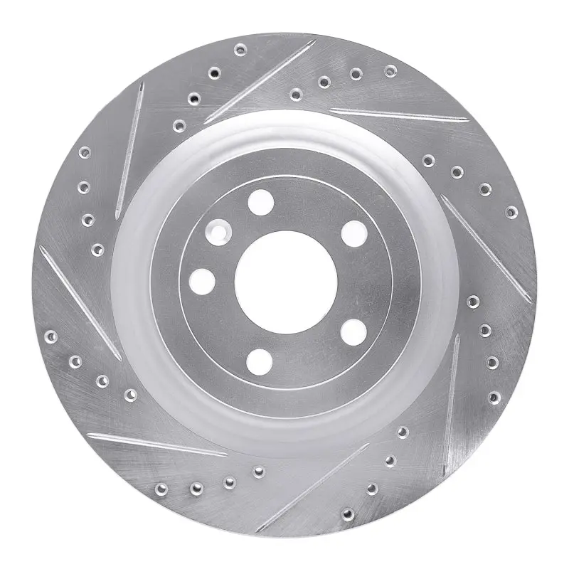 R1 13-19 Ford Police Interceptor Utility Front Left Drilled & Slotted Silver Brake Rotor 1