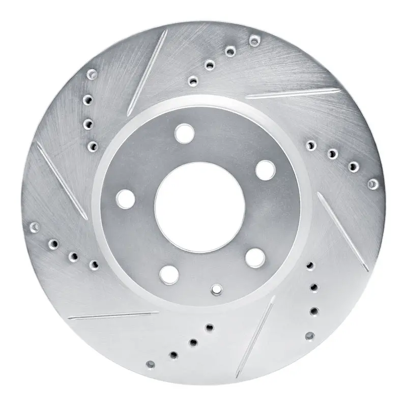 R1 13-19 Mazda 6 Front Left Drilled & Slotted Silver Brake Rotor 1