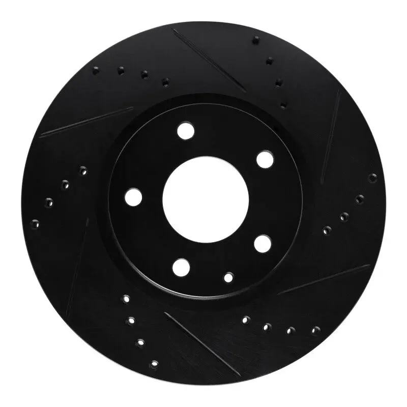 R1 13-19 Mazda 6 Front Right Drilled & Slotted Black Brake Rotor 1