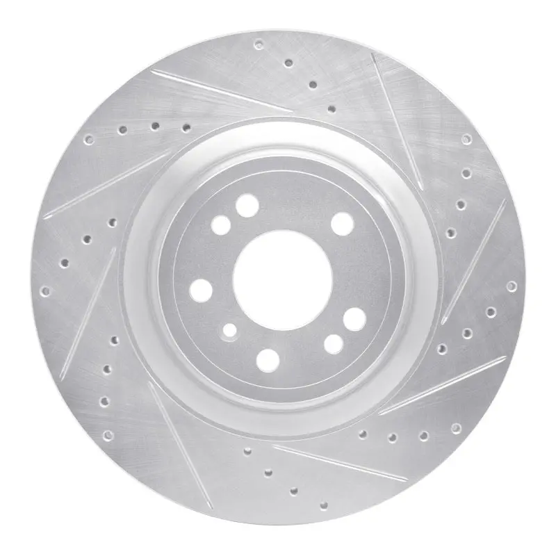 R1 13-19 Mercedes-Benz Gl350 Front Right Drilled & Slotted Silver Brake Rotor 1