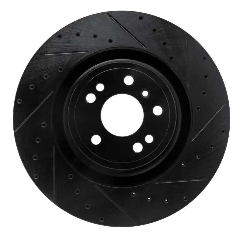 R1 13-19 Mercedes-Benz Gls350 Front Right Drilled & Slotted Black Brake Rotor 1