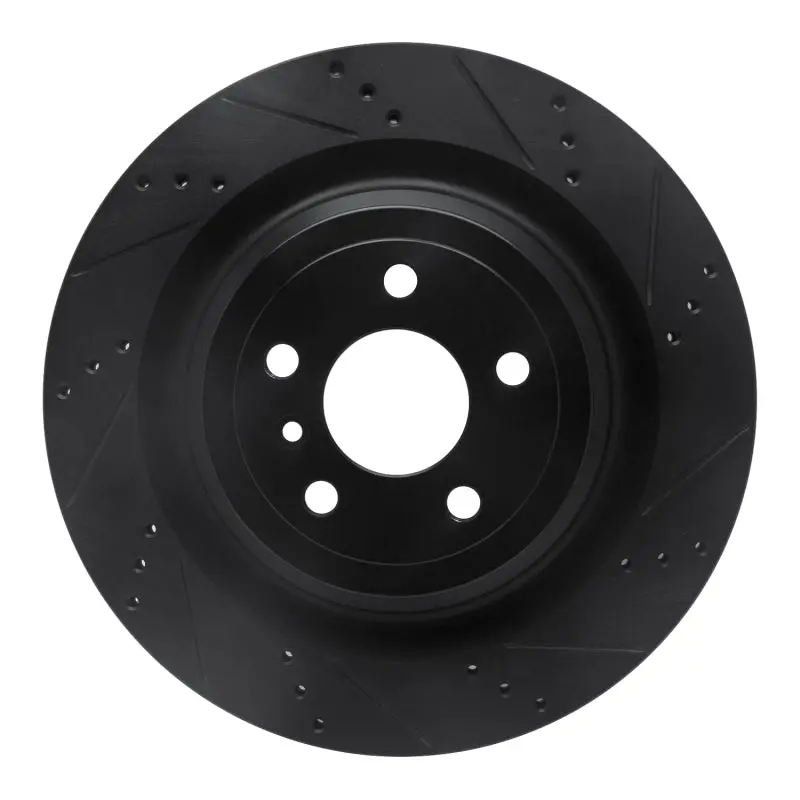R1 13-19 Mercedes-Benz Gls450 Rear Right Drilled & Slotted Black Brake Rotor 1