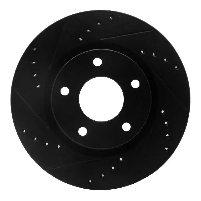 R1 13-19 Nissan Sentra Front Left Drilled & Slotted Black Brake Rotor 1