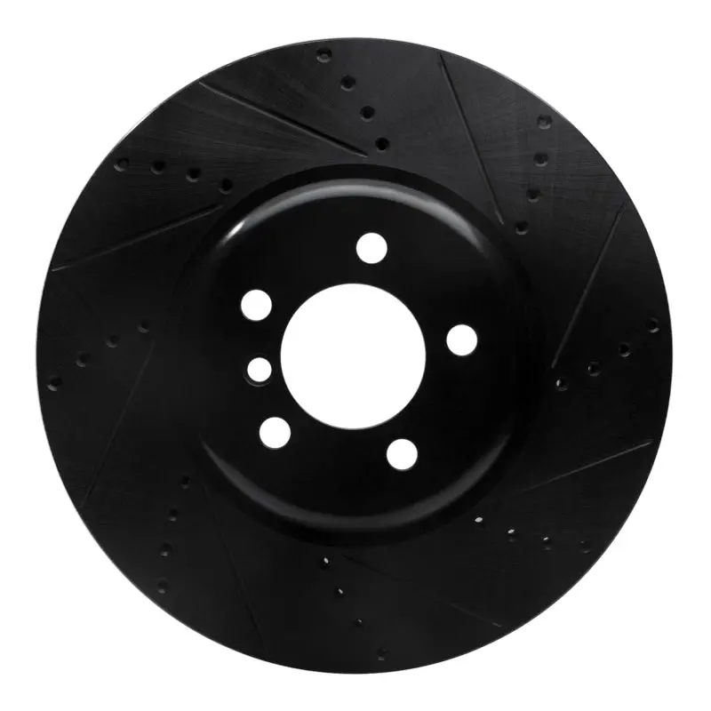 R1 13-20 Bmw 440I Coupe Front Right Drilled & Slotted Black Brake Rotor 1