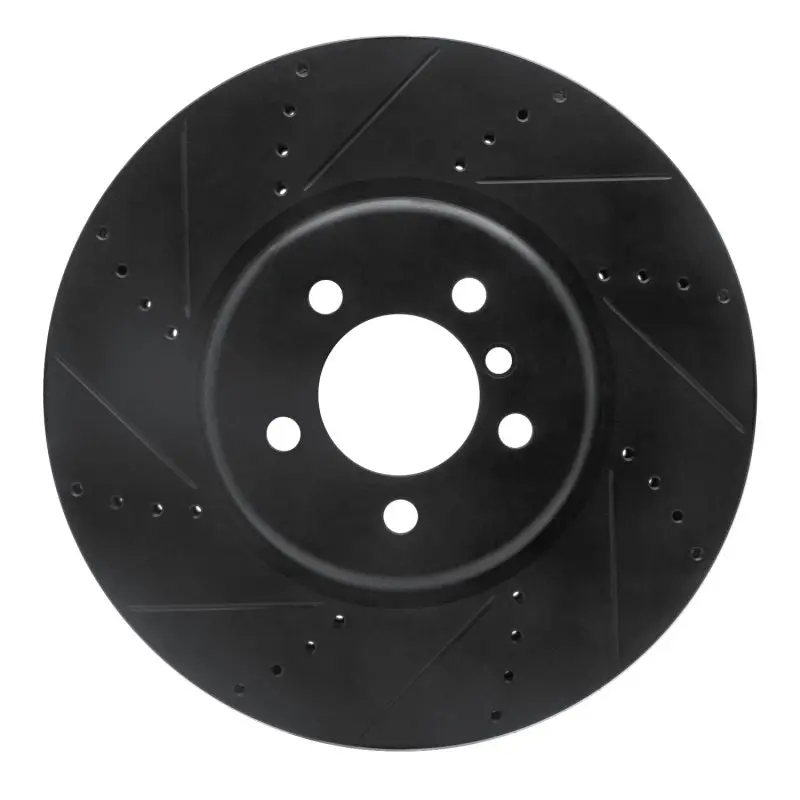 R1 13-20 Bmw 440I Gran Coupe Front Left Drilled & Slotted Black Brake Rotor 1
