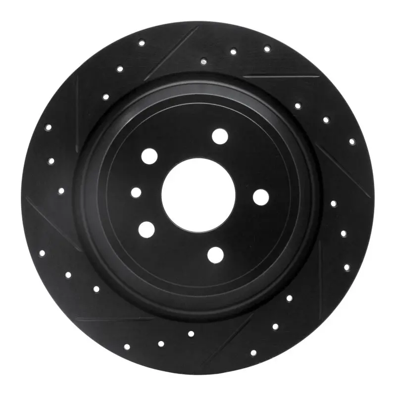 R1 13-20 Ford Escape Rear Left Drilled & Slotted Black Brake Rotor 1