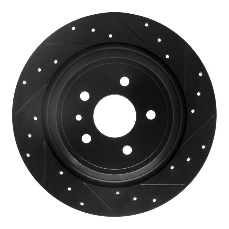 R1 13-20 Ford Escape Rear Right Drilled & Slotted Black Brake Rotor 1