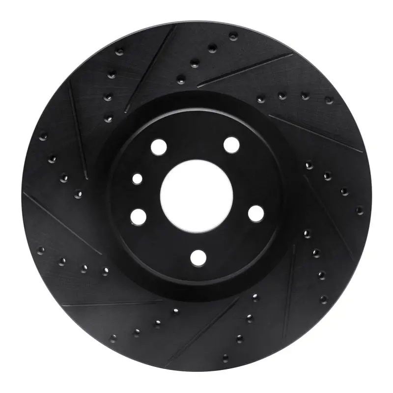 R1 13-20 Ford Fusion Front Left Drilled & Slotted Black Brake Rotor 1