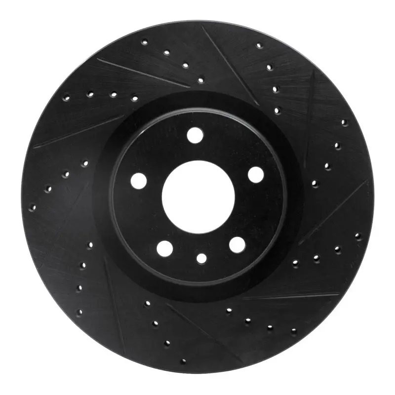 R1 13-20 Ford Fusion Front Right Drilled & Slotted Black Brake Rotor 1