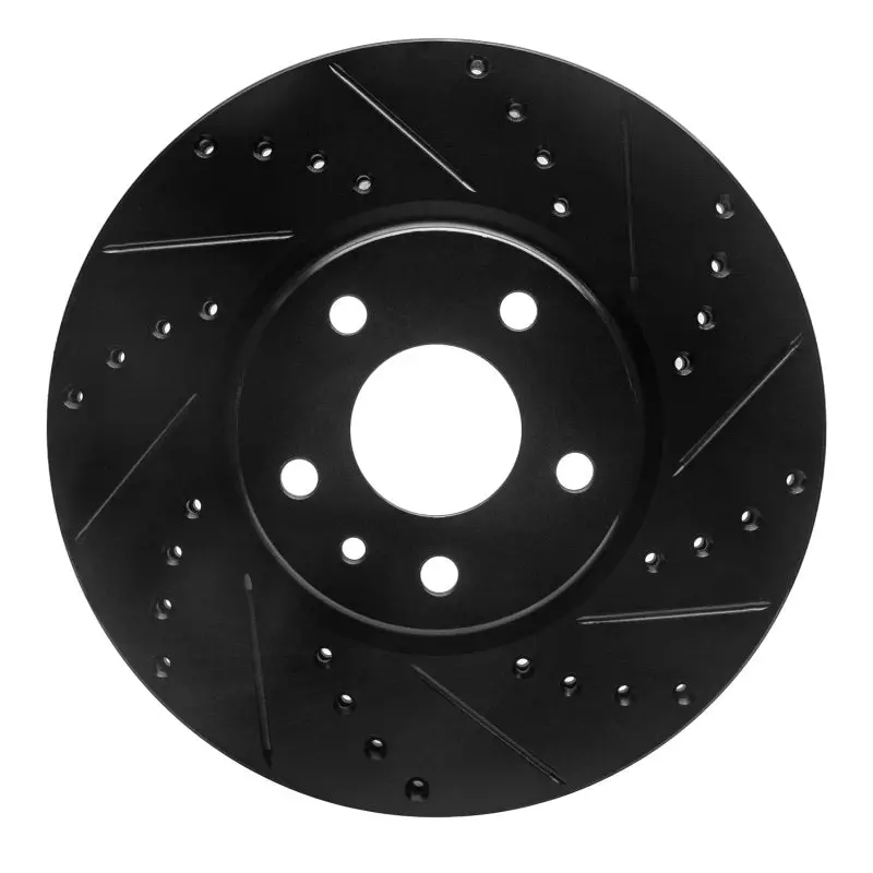 R1 13-20 Ford Fusion Front Right Drilled & Slotted Black Brake Rotor 1
