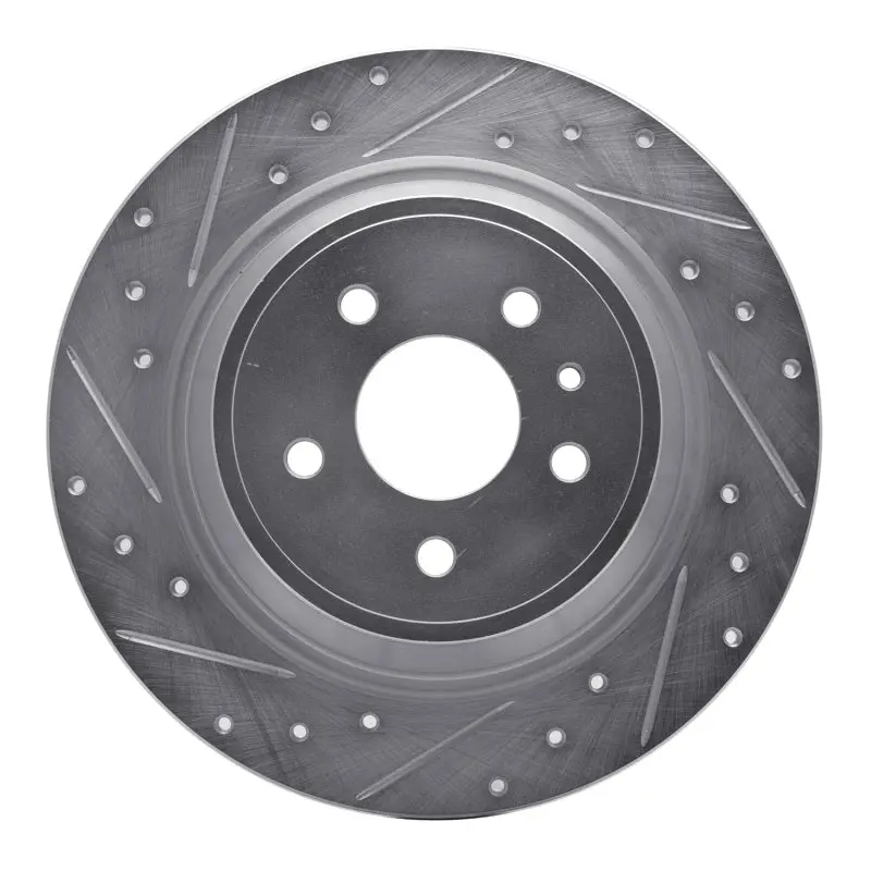 R1 13-20 Ford Fusion Rear Left Drilled & Slotted Silver Brake Rotor 1