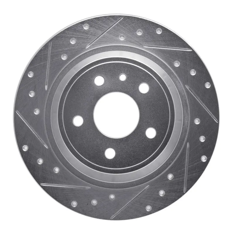 R1 13-20 Ford Fusion Rear Left Drilled & Slotted Silver Brake Rotor 1