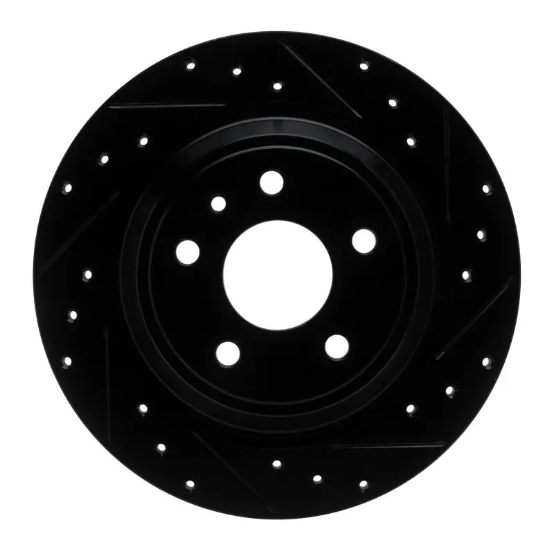 R1 13-20 Ford Fusion Rear Right Drilled & Slotted Black Brake Rotor 1