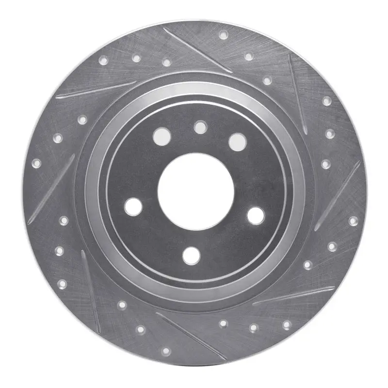 R1 13-20 Ford Fusion Rear Right Drilled & Slotted Silver Brake Rotor 1