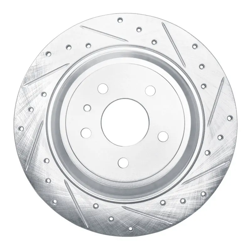 R1 13-20 Ford Fusion Rear Right Drilled & Slotted Silver Brake Rotor 1