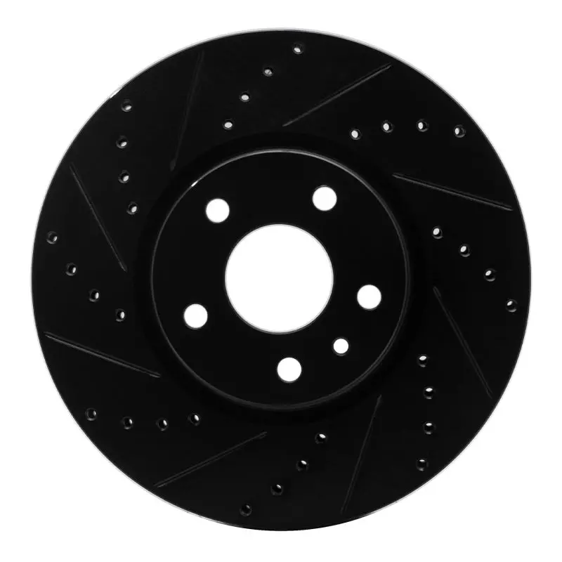 R1 13-20 Ford Special Service Police Sedan Front Left Drilled & Slotted Black Brake Rotor 1