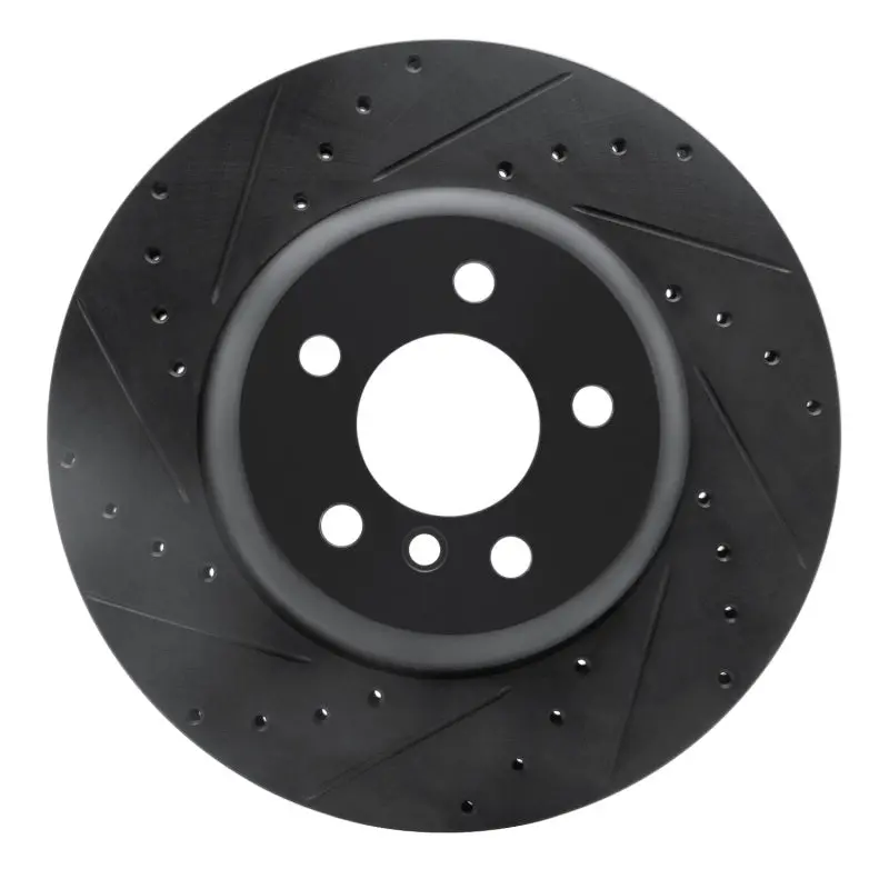 R1 13-21 Bmw 330I Xdrive Sedan Rear Left Drilled & Slotted Black Brake Rotor 1