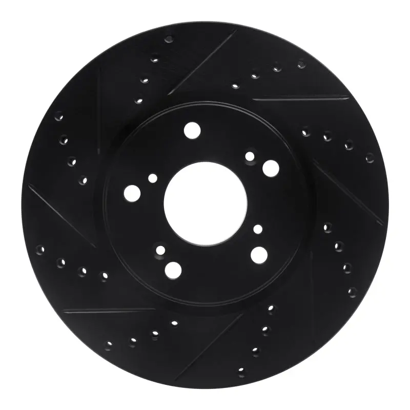 R1 13-22 Honda Accord Coupe Front Left Drilled & Slotted Black Brake Rotor 1