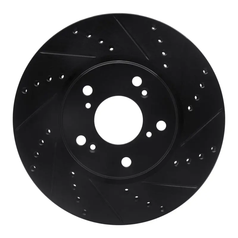R1 13-22 Honda Accord Coupe Front Right Drilled & Slotted Black Brake Rotor 1