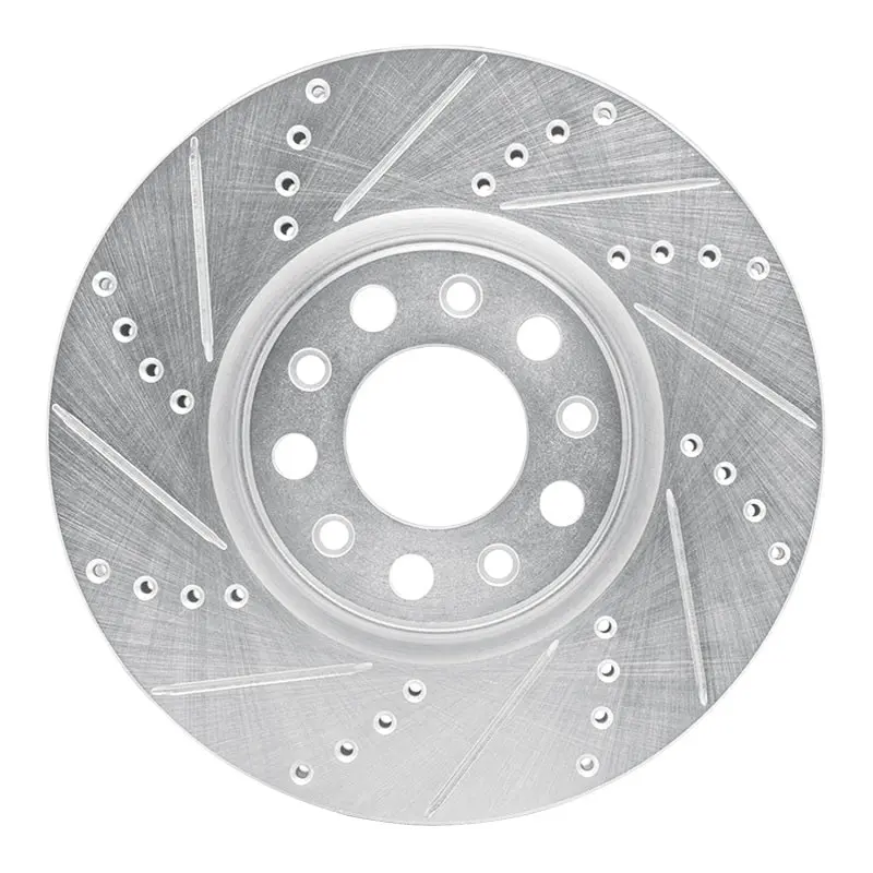 R1 13-23 Chrysler 200 Front Left Drilled & Slotted Silver Brake Rotor 1